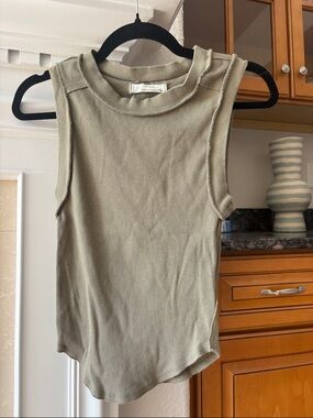 We The Free Olive Ribbed Muscle Tank